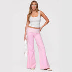 Damen Palazzo-Hose mit gestreiftem Bund und lässigem Schnitt R&B