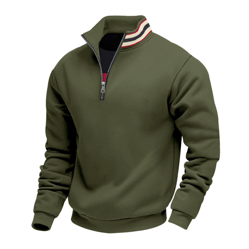 Herren nan Halbzip-Sweatshirt mit sportivem Ringkragen und weichem Fleece-Innenfutter R&B