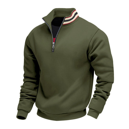 Herren nan Halbzip-Sweatshirt mit sportivem Ringkragen und weichem Fleece-Innenfutter R&B