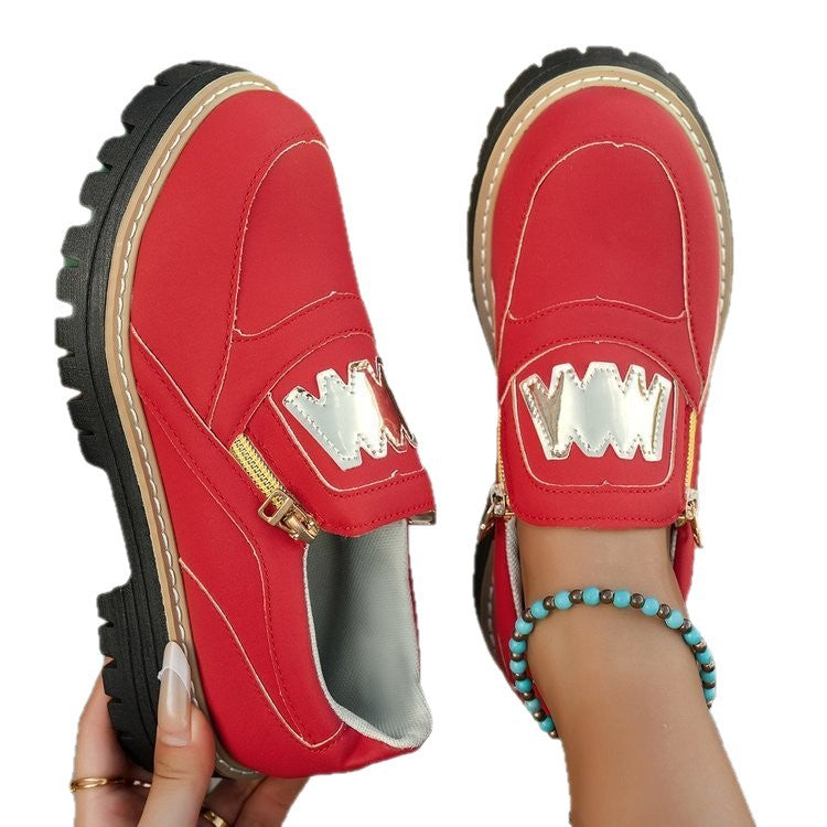 Damen Sportliche Slipper mit glänzendem Reißverschluss und rutschfester Sohle R&B