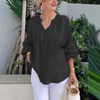 Damen luftige Bluse mit Smock-Ärmeln R&B