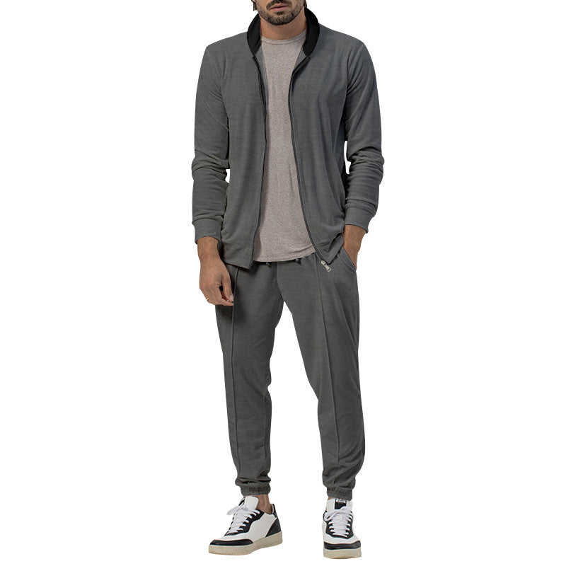 Herren sportliches Freizeit-Set mit durchgehendem Reißverschluss und elastischen Bündchen R&B