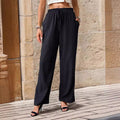 Damen Elegante Freizeithose mit streifigem Design und elastischem Bund R&B