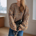 Damen grob gestrickter Pullover mit voluminösen Ärmeln R&B