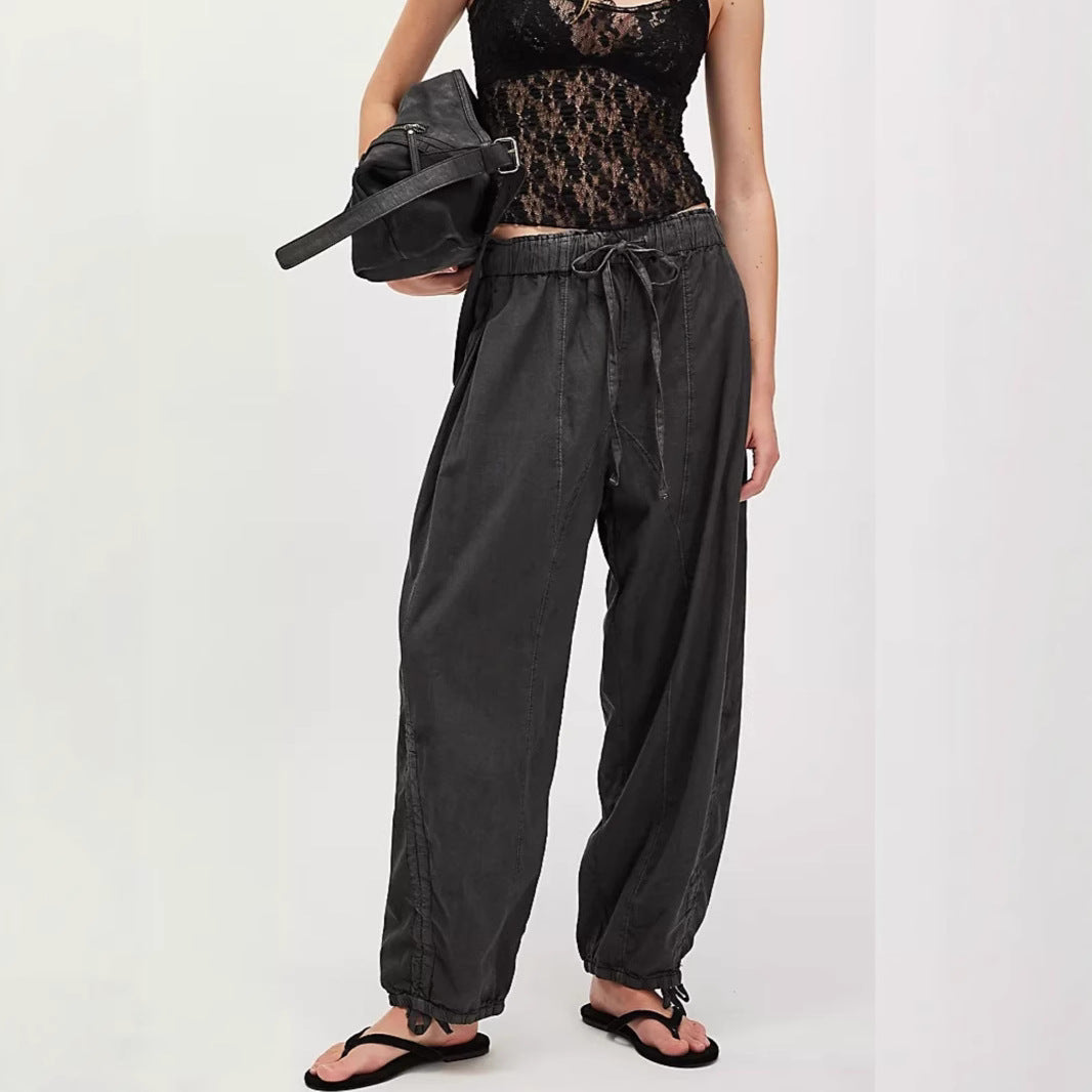 Damen Bequeme Freizeithose mit Bund und dekorativen Schnürdetails R&B