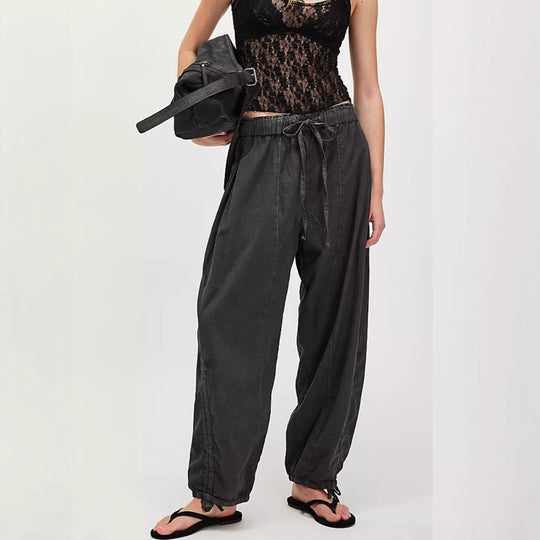 Damen Bequeme Freizeithose mit Bund und dekorativen Schnürdetails R&B