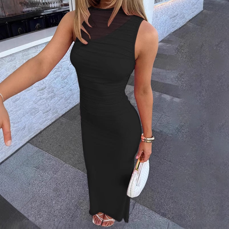 Damen Maxikleid mit seitlichem Schlitz und raffiniertem Oberteil R&B