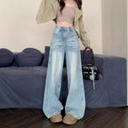 Damen Weite High-Waist Jeans im modernen Distressed-Design R&B