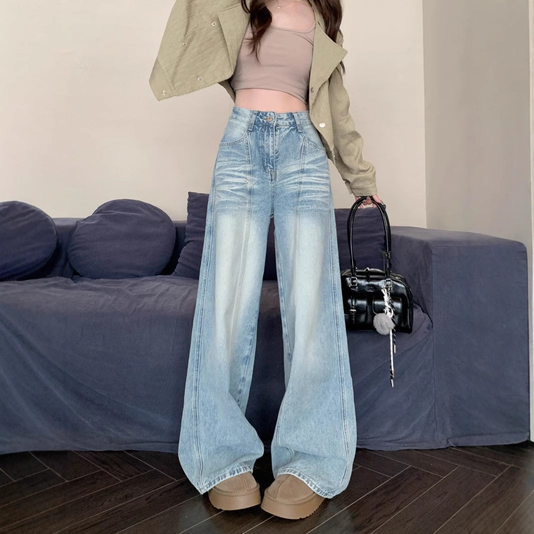 Damen Weite High-Waist Jeans im modernen Distressed-Design R&B