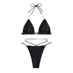 Damen Triangel-Bikini mit verstellbaren Trägern und glamourösem Schmuckbesatz R&B