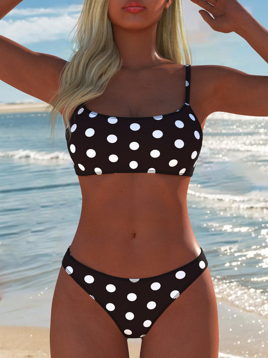 Damen Bikini-Set mit modischem Punktdesign und verstellbaren Trägern R&B