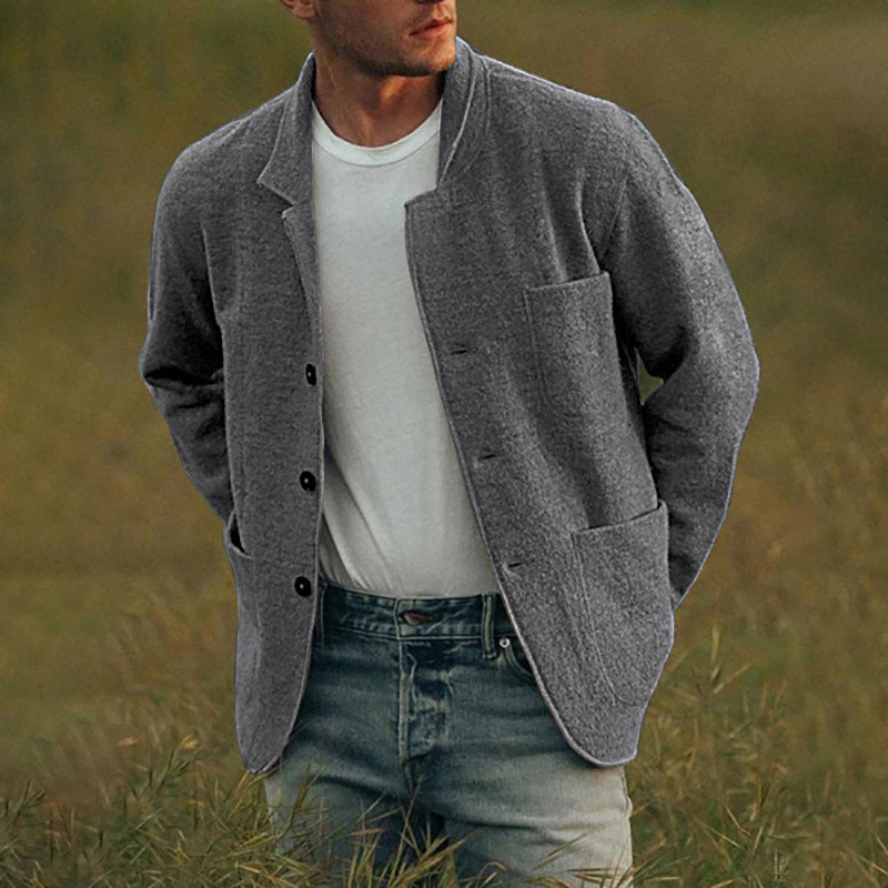 Herren lässige Wolljacke mit modernem Schnitt und praktischen Taschen R&B