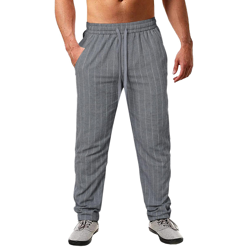 Herren lässige Streifen-Hosen aus Baumwollmix mit elastischem Bund und praktischen Eingrifftaschen R&B