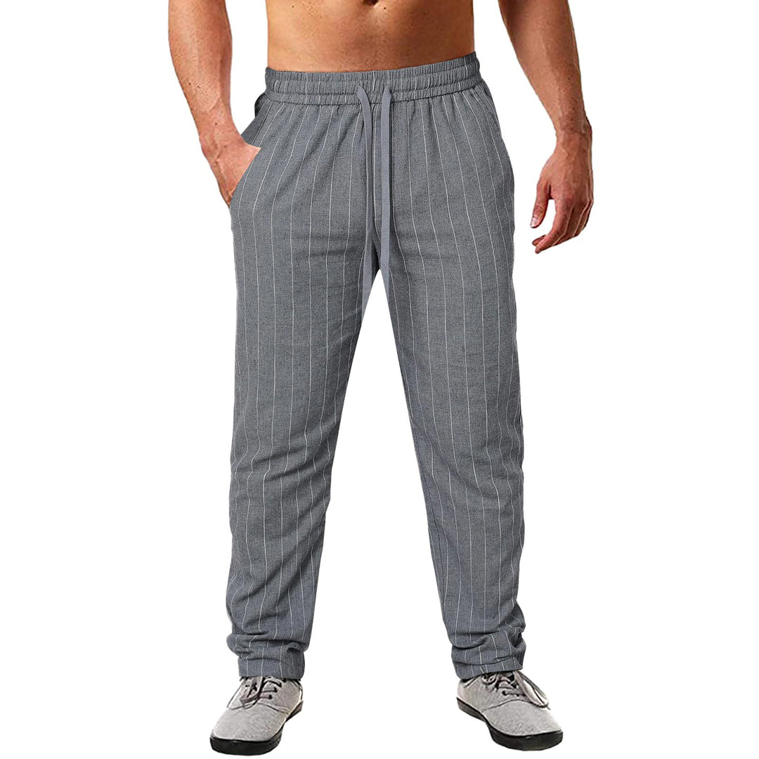 Herren lässige Streifen-Hosen aus Baumwollmix mit elastischem Bund und praktischen Eingrifftaschen R&B