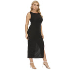 Damen Maxikleid mit seitlichem Schlitz und eleganter Rippstruktur R&B