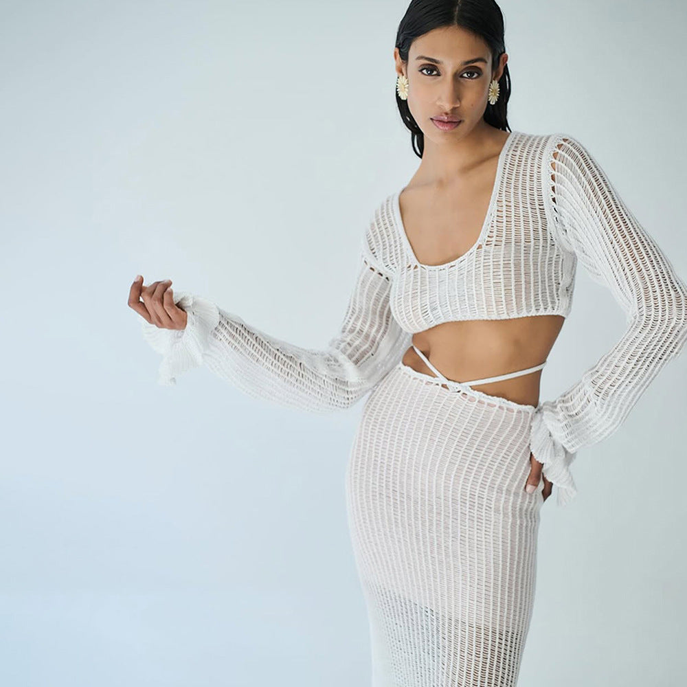Damen elegantes und durchscheinendes Strandset R&B