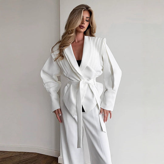 Damen Eleganter Blazer mit strukturierten Ärmeln R&B