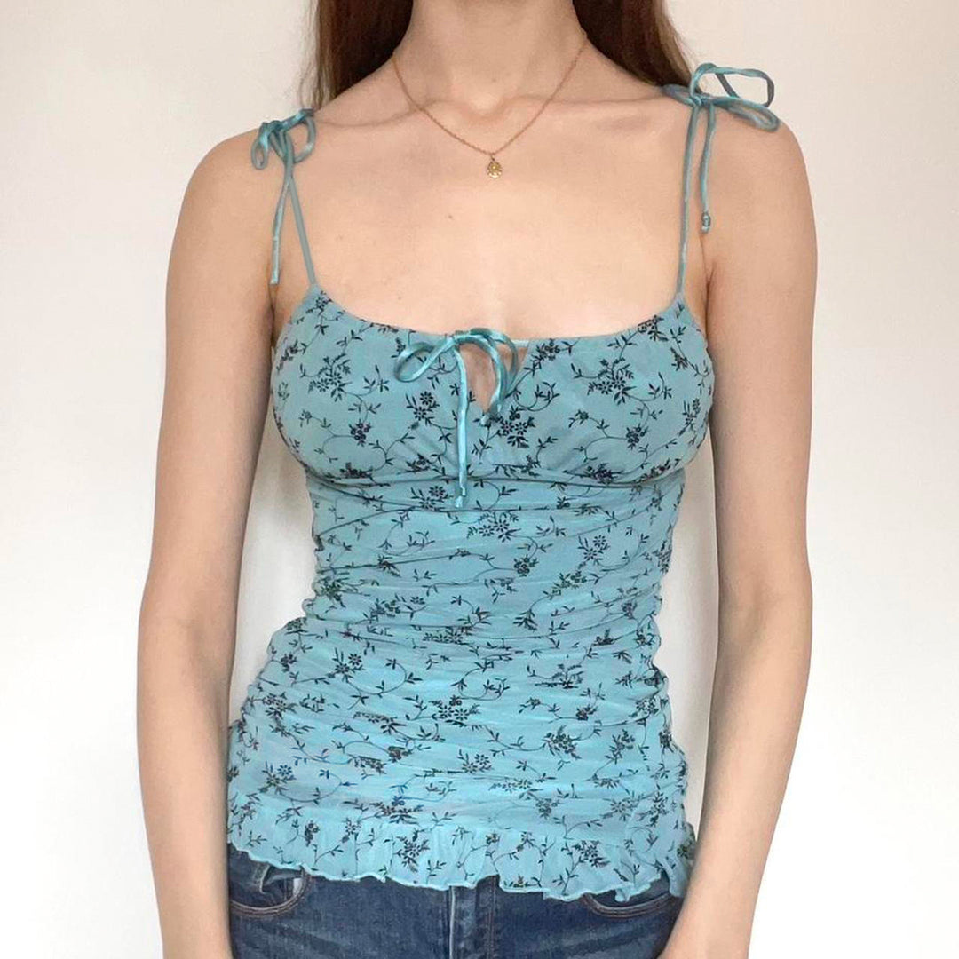 Damen ärmelloses Top mit variablen Trägern und floralem Design R&B