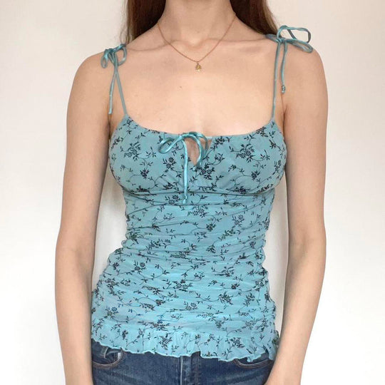 Damen ärmelloses Top mit variablen Trägern und floralem Design R&B