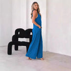 Damen Lässiger Jumpsuit mit weit geschnittenem Bein und praktischen Taschen R&B