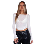 Damen Langarmshirt mit transparenten Details und schmalem Schnitt R&B