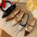 Damen elegante Slingback-Ballerinas mit gepolstertem Riemchen und stilvollem Punkten R&B