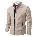 Herren elegante Strickjacke mit durchgehendem Reißverschluss und strukturiertem Design R&B
