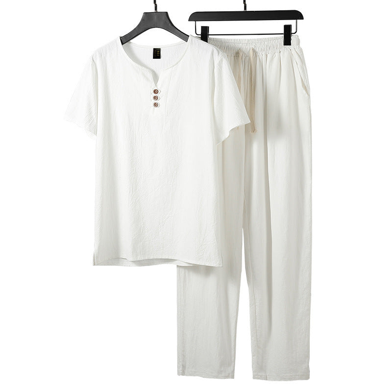 Damen lässiges Lounge-Set mit Knopfdetails und elastischem Bund R&B