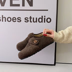 Damen Fleece Clogs mit praktischem Knopfverschluss und rutschfester Sohle R&B