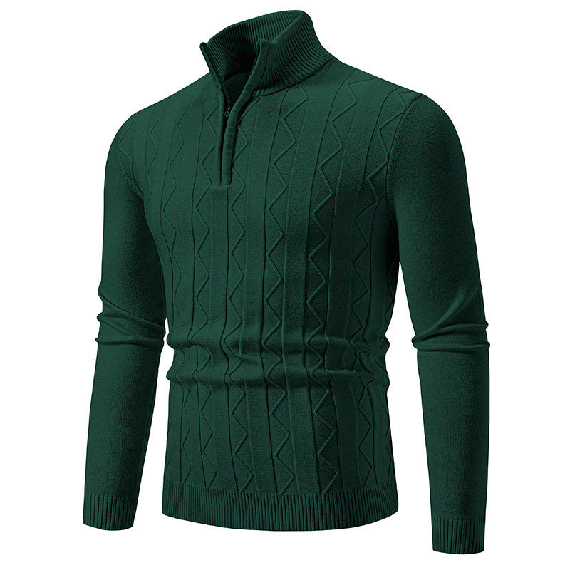 Herren modischer Stehkragenpullover mit strukturiertem Zipper und weichem Innenmaterial