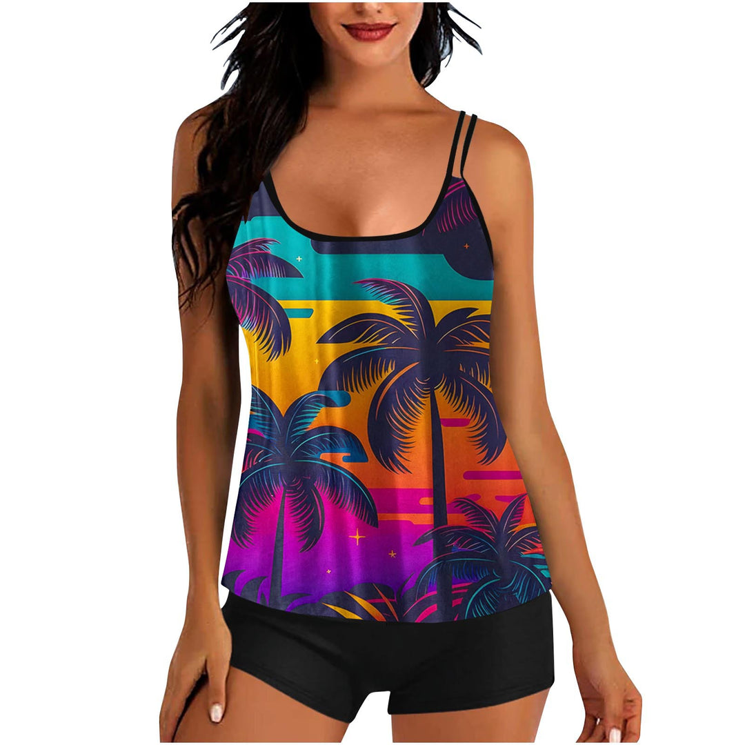 Damen Sportoberteil mit floralem Design und integriertem Shorts R&B