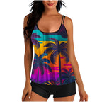 Damen Sportoberteil mit floralem Design und integriertem Shorts R&B