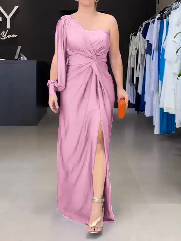 Damen Maxikleid mit asymmetrischem Design und seitlichem Schlitz R&B