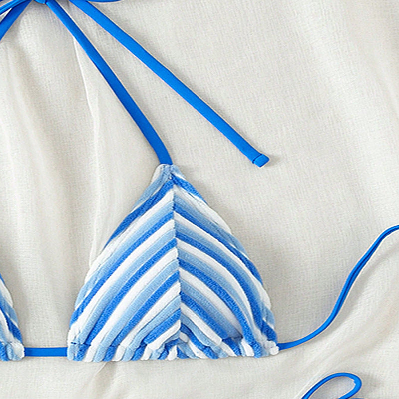Damen Triangel-Bikini mit strukturiertem Stoff und verstellbaren BindR&Bändern R&B