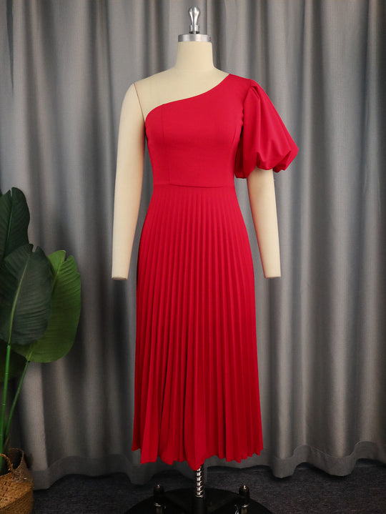 Damen Einseitiges Maxikleid mit Plissee-Details R&B