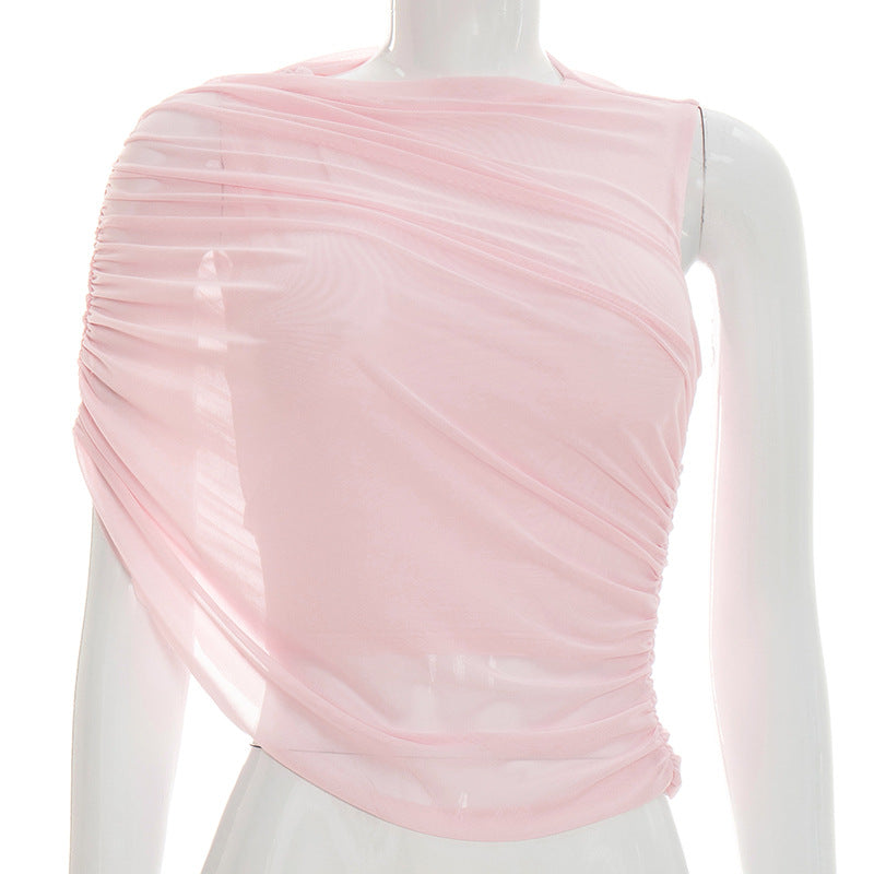 Damen asymmetrisches Oberteil mit raffinierten Falten und elegantem Tragekomfort R&B