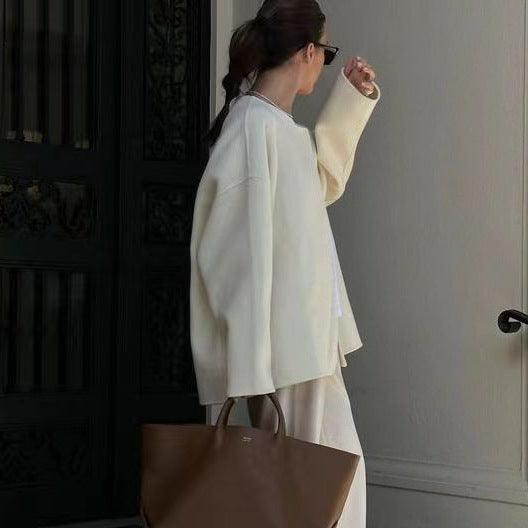 Damen elegante Oversized Jacke mit voluminösem Kragen R&B