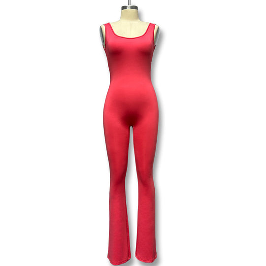 Damen Eleganter Jumpsuit mit figurbetonendem Schnitt und flared Beinen R&B
