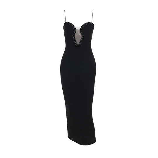 Damen Abendkleid mit tiefem V-Ausschnitt und glamourösen Strassdetails R&B
