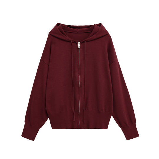 Damen lässige Kapuzenjacke mit Reißverschluss R&B