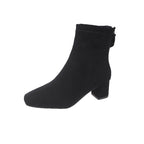Damen elegante Stiefeletten mit blockiertem Absatz und feinem Wildlederfinish R&B