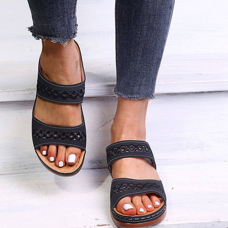 Damen Riemchen-Sandalen mit ergonomischer Fußbett und modischer Schnittführung R&B