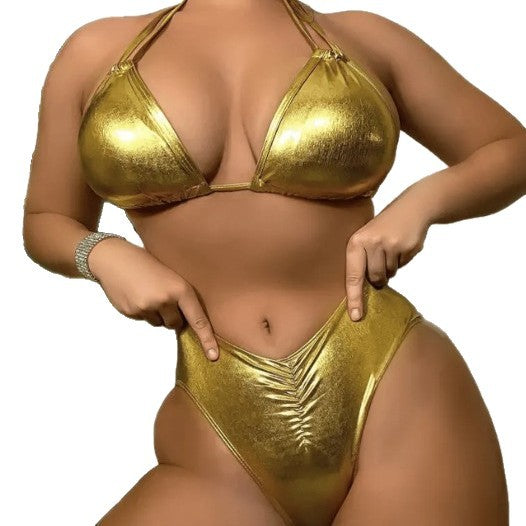 Damen Hochwertiger Triangel-Bikini mit metallischem Finish R&B