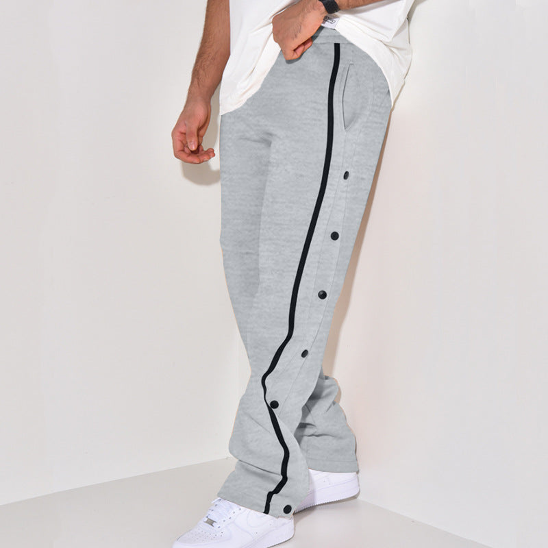 Herren Sportliche Jogginghose mit Druckknopf-Detail und seitlichen Taschen R&B