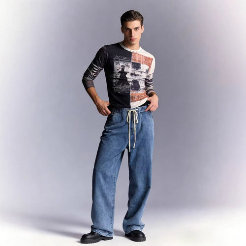 Herren lässiges Sweatshirt mit grafischem Print und Raglanärmeln R&B