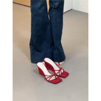 Damen elegante Wedgesandalen mit gekreuzten Riemen R&B
