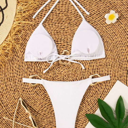 Damen Triangel-Bikini mit verstellbarem Halter und elegantem Schnallen-Detail R&B