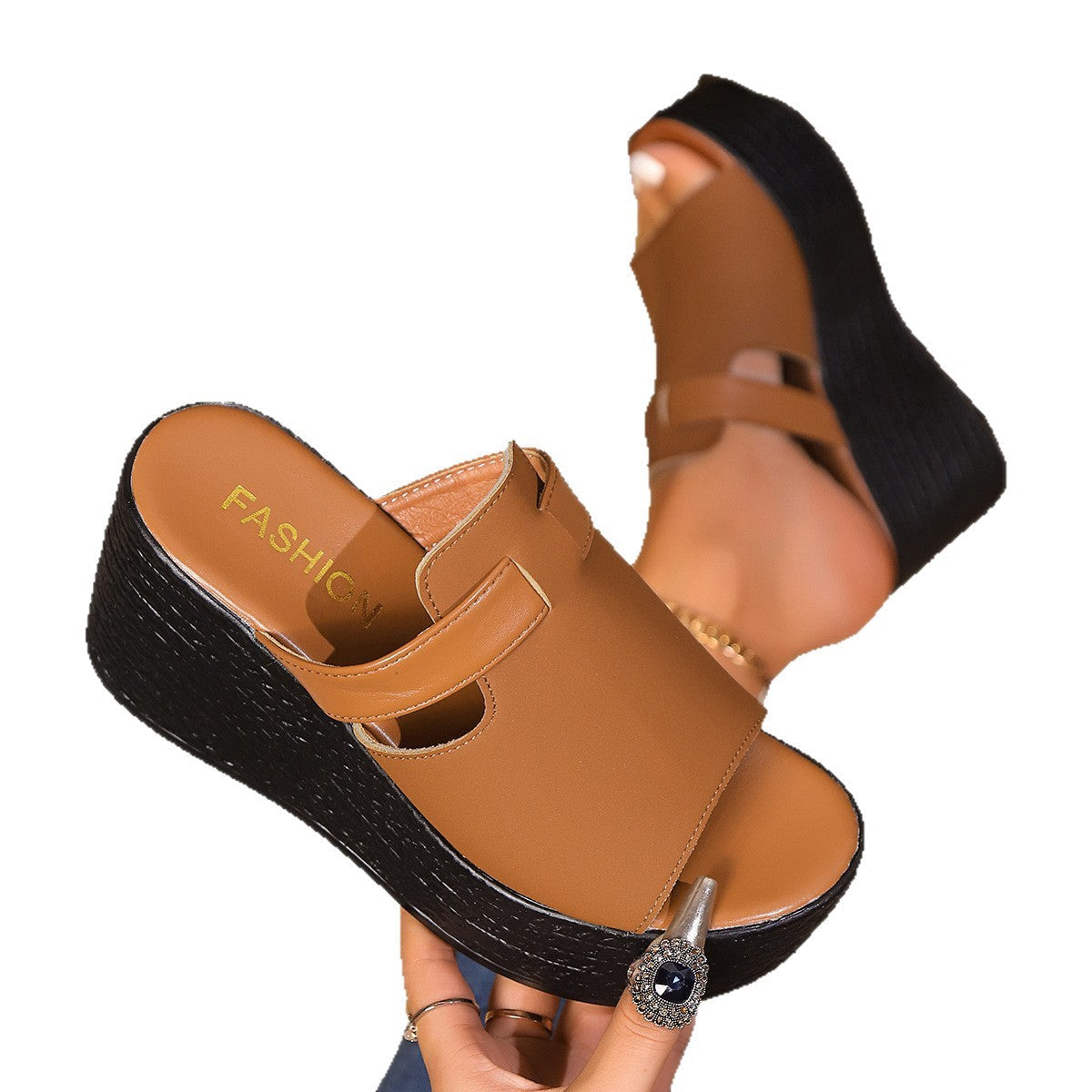 Damen Wedge-Pantoletten mit modischen Riemen und komfortabler Sohle