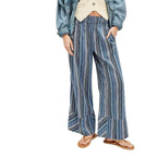 Damen weite gestreifte Sommerhose mit elastischem Bund und Taschen R&B