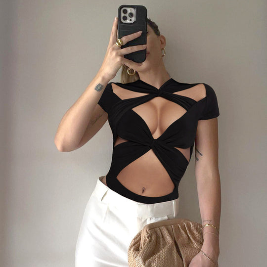Damen Cut-Out Crop-Top R&B